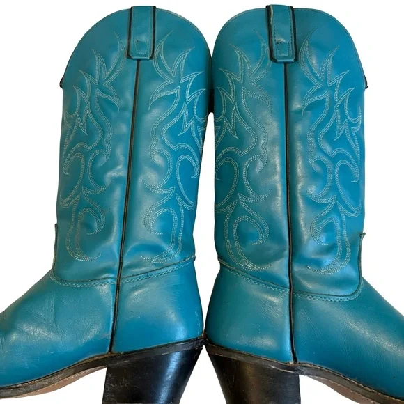 Vintage Sheplers Gorgeous Teal Blue Tall Western Boots. - Picture 8 of 16